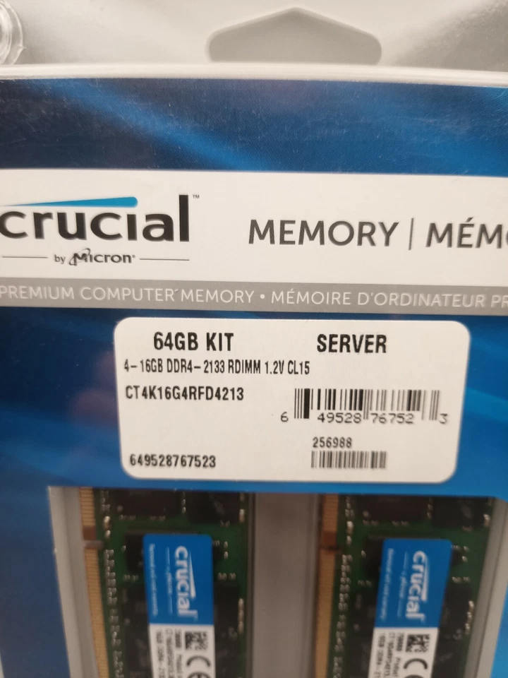 Crucial 64 GB RDIMM 2133 MHz PC4-17000 DDR4 Memory (CT4K16G4RFD4213) - Image 2 of 3