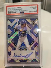 2022 Leaf Metal Jackson Chourio RC Auto BLUE WAVE #/7 PSA 9 MINT POP 1