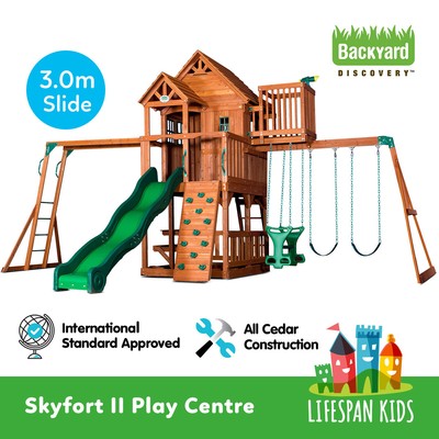 backyard discovery skyfort ii wooden cedar swing set