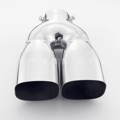 2 1/4" Inlet Dual Square Out Exhaust Tips Bolt On Stainless Steel Angle Cut