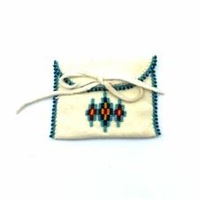 Vintage Hand Beaded Square Medicine Pouch 6