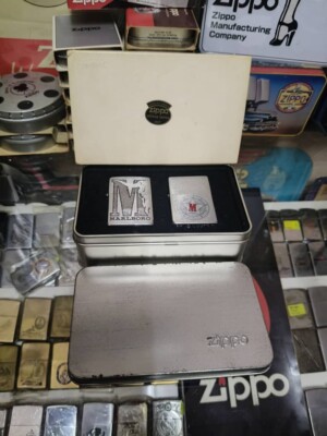 ZIPPO SET UNSTRUCK MARLBORO BIG 'M' HALF LONGHORN & VINTAGE SERIES