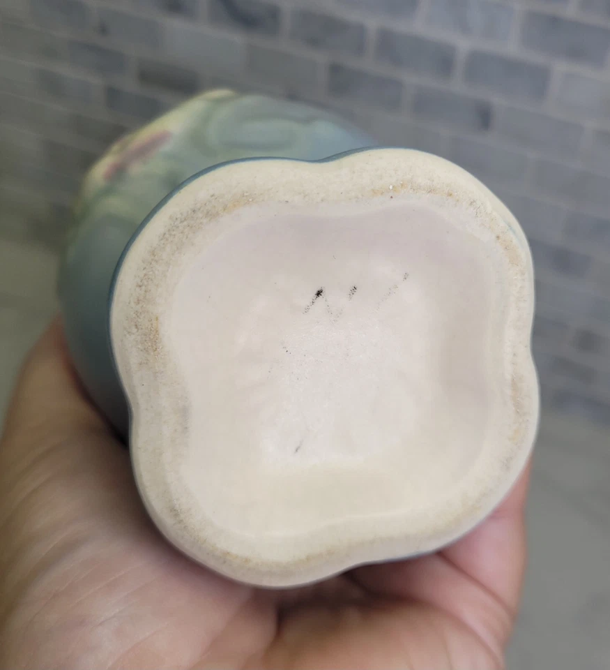 Jarra mate magnolia cerámica artística casco vintage años 40 rosa 5" de alto EE. UU. #14 Foto 4 de 4