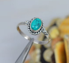 Blue Turquoise Ring 925 Silver Handmade Jewelry Gift For Her All Size Ring