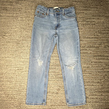 Levis Size 6X 6-7 yrs Girls Jeans Straight Low Pro Rise Distressed Blue Denim