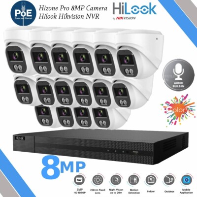 8MP HIKVISION CCTV 8MP 4K NVR COLORVU IP POE OUTDOOR AUDIO MIKROFON KAMERA SYSTEM KIT