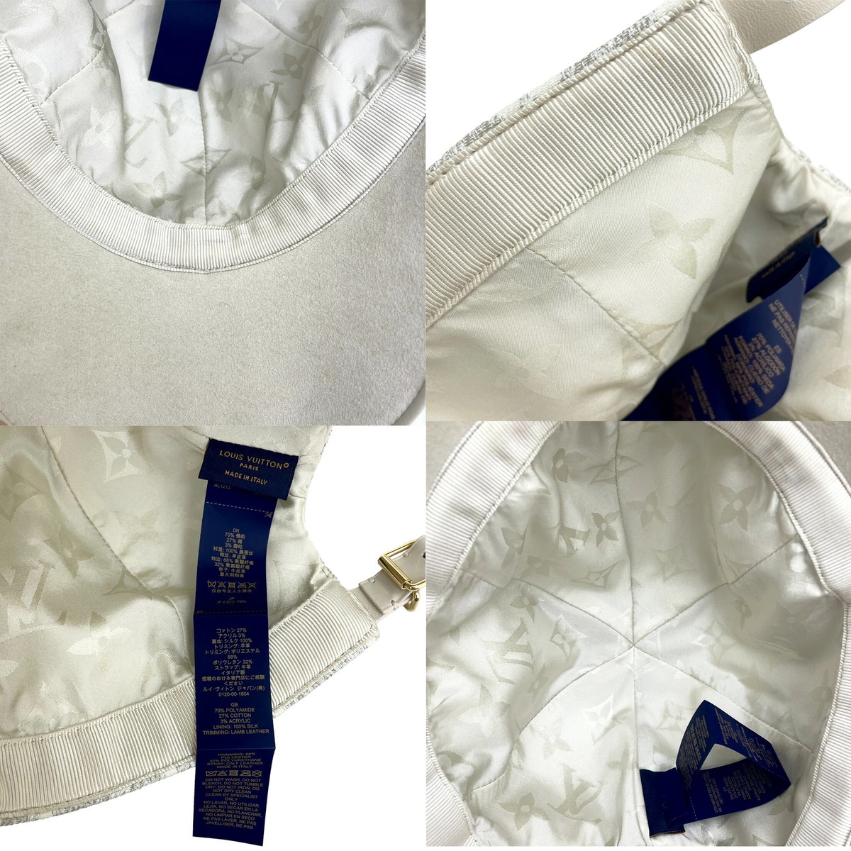 限定品◆関税無【LOUIS VUITTON】Jacquard Cap・LV ファースト AUTH LOUIS VUITTON MONOGRAM JACQUARD DENIM CAP M7059M WHITE