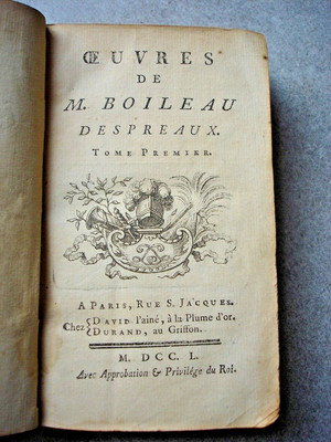 1750  Oeuvres de M Boileau Despreaux