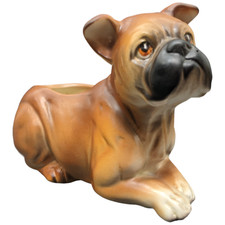Boxer Dog Planter Vase Figurine Puppy Ceramic 6717 Napcoware Vtg