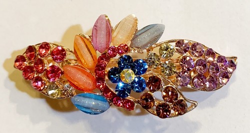 Peacock and Feather  Inspired Design Hair Barrette crafted with Rhinestones and  - Picture 7 of 7