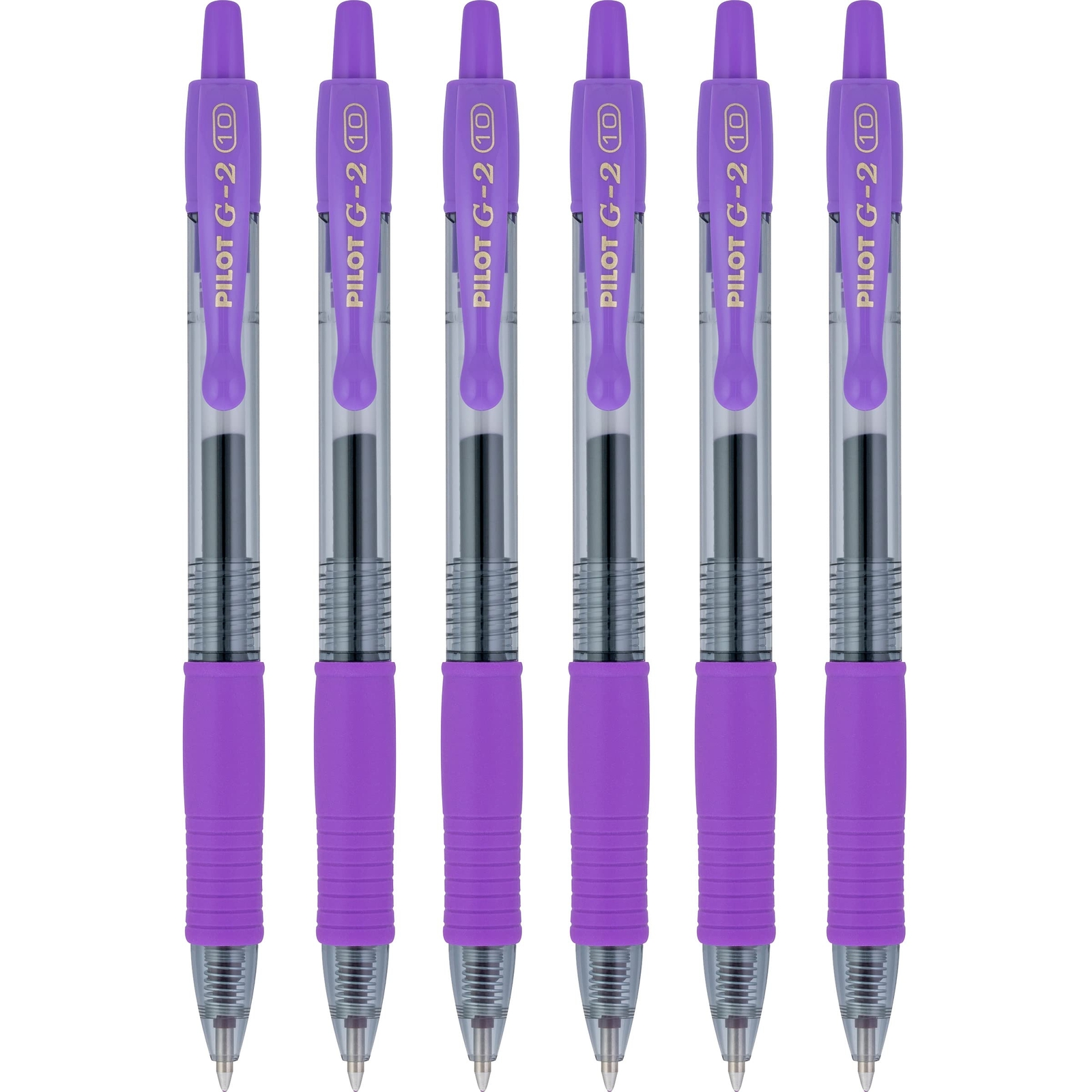 PILOT G2 Retractable Rollerball Gel Pens, Bold Point, 1.0mm, Purple Ink, 6 Count