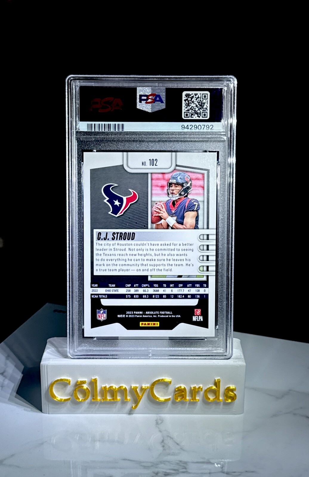 2023 Panini Absolute - Rookie #102 CJ Stroud (RC) Houston Texans PSA 10 view 2