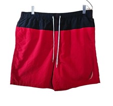 Nautica Swim Trunks Board Shorts Men's Large Red White Blue Drawstring Waistband