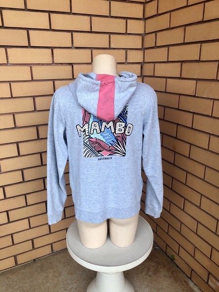 MAMBO Just Wandering Grey Zip Up Hoodie Jacket Size 12