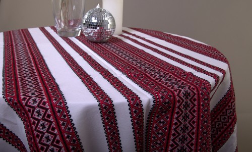 Decorative Tablecloth Ukrainian ornament White red black Ester Gift - Picture 4 of 4