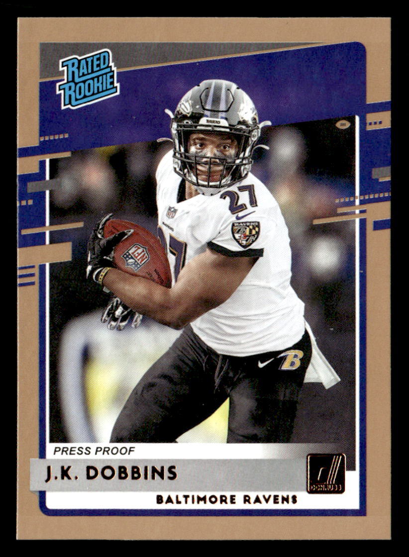 J.K. Dobbins 2020 Donruss Rated Rookie Press Proof Bronze  Card #311 Baltimore