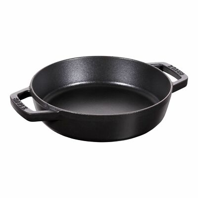 Staub Pans Bratpfanne Pfanne Bräter mit 2 Griffen 20 cm, Gusseisen, Schwarz