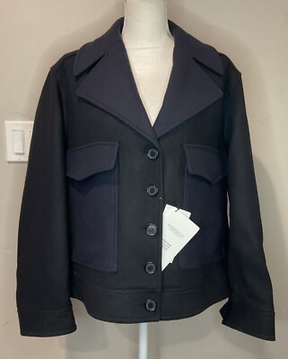 Zara Manteco wool Jacket/coat Black-Navy Sz Large NWT 8267 / 745