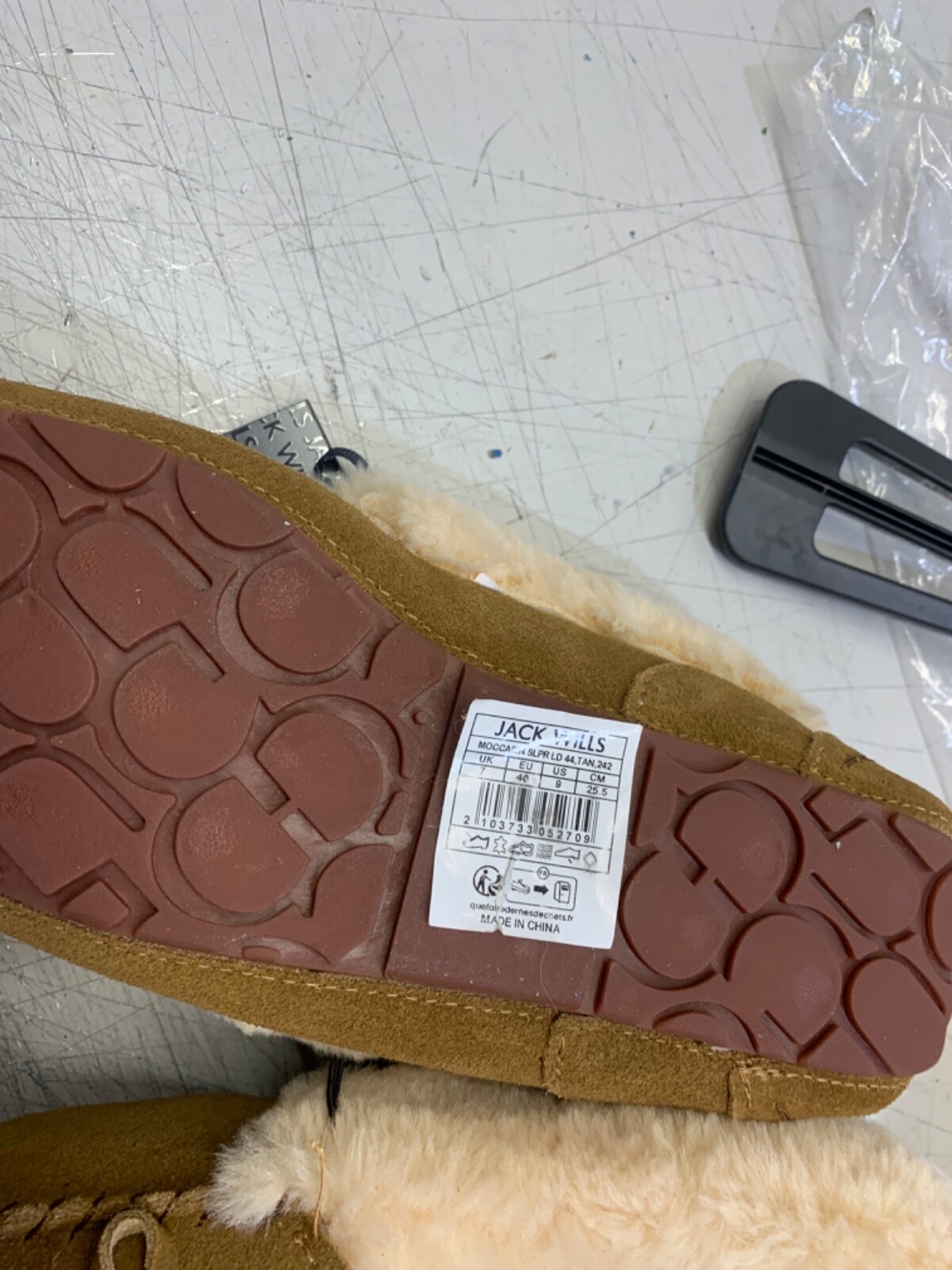 SAOLA JACK WILLS. MOCASSINO DONNA FODERATO IN PELLICCIA LUSSO SUOLA RIGIDA PANTOFOLA UK 7