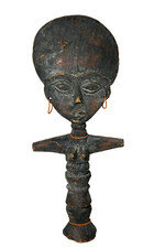 VINTAGE AFRICAN TRIBAL ART WOODEN CARVED FIGURE ASHANTI AKUABA FERTILITY DOLL
