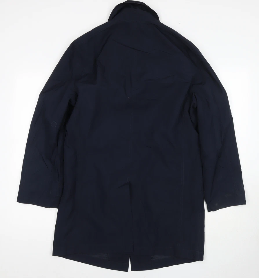 Marks and Spencer Mens Blue Trench Coat Jacket Size S Button - Image 2 of 4