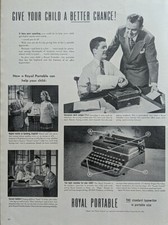 1947 vintage Royal typewriter Print Ad. portable typewriter. Post World War II. thumbnail