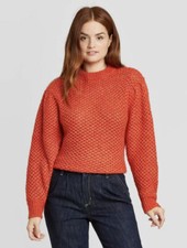 NWT Women's Universal Thread Red Waffle Stitch Pullover Sweater Sz Small
