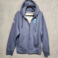 Ski Dubai Full Zip Hooded Jacket Size XL Blue Thick Pockets Travel Country