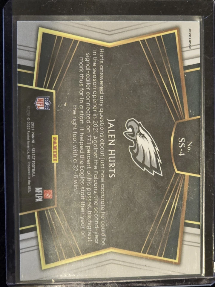 2021 Panini Select Jalen Hurts Zebra SSP Snapshots SS-4 Rare - Image 2 of 2