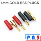 4x 4mm Gold BFA Banana Plugs QUALITY For Speaker Wire Solder Amplifier - 2 Pair