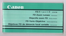 Canon FD Zoom Lenses 1980 Camera Lens Instruction Manual / Guide 5 Languages