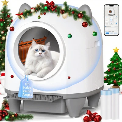 DEVOKO 90L Self Cleaning Automatic Cat Litter Tray App Control Integrated Protection