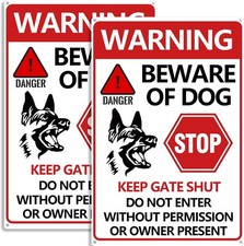 Beware of Dog Sign 2PCS - Beware of Dogs Signs for Fence, Do Not Enter Signs Kee