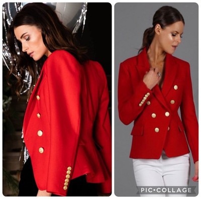 Holland Cooper Knightsbridge Red Double Breast Blazer Jacket uk 12 US8