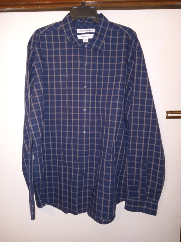 Amazon  Essentials Mens Long Sleeve Button DARF  Blue Gray XXL New With Tags