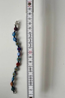 Ercole Moretti Murano Glas-Perlenarmband, Kettenstil, ca. 19 cm