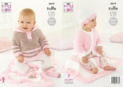 King Cole Muster Kinderwagendecke, Strickjacke, Kapuzenoberteil, Mützen & Socken - Trüffel 5619