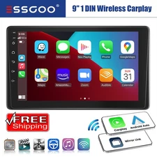 9" Touch Screen Wireless Apple Carplay Portable Car Stereo Android Auto USB AUX