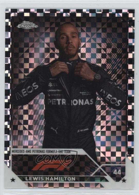 2023 Chrome Formula 1 F1 Drivers Checker Flag X-Fractor Lewis Hamilton #21 11s9