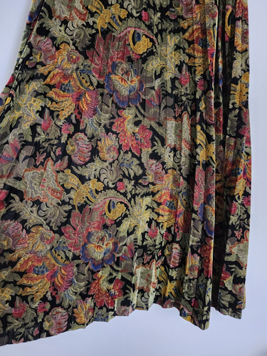 Sandro Paris Side Zip Floral Printed Pleated Velvet Midi Skirt 25" Waist READ - Picture 3 of 19