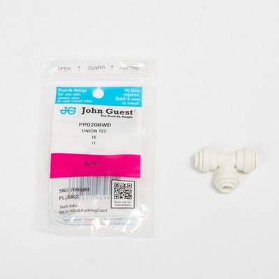 John Guest 1/4 Inch Union Tee Push Fit Pipe Fitting PP0208WD New White Connector