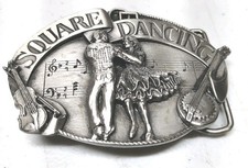 Square Dancing American Folk Dance Silver Tone VTG 1985 Belt Buckle by Siskiyou