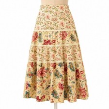 Vtg Y2K Floral Patchwork 100 Cotton Tiered Skirt Sz 6 Cottagecore Boho Festival