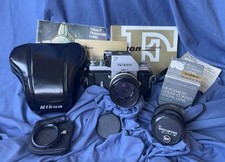 Nikon F 35mm SLR Camera W/ Extra Lens  , Manuals, Original Leather Case