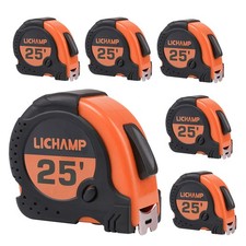 LICHAMP Tape Measure 25 ft, 6 Pack Bulk Easy Read Measuring 25 Feet, Orange