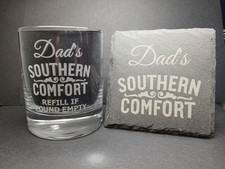Personalised Southern Comfort Glass And Slate Coaster Gift Set ANY Name/Message 