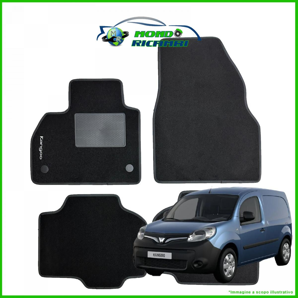 Set 4 Tappetini Renault Kangoo Express 2018 Moquette Nera Su Misura