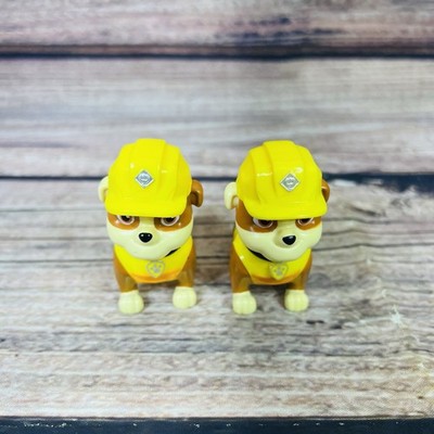 Paw Patrol Lot of 2 Rubble Action Figures Construction Hat Pack Pups Toy Figures