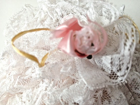 2 VTG ANTIQUE LACE CAPS HAIR NETS BED LINGERIE ROLLERS PASTELS & BLACK/DARK BRN