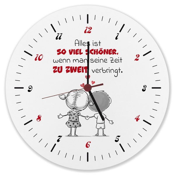 Alles Ist SchöNer Zu Zweit Wanduhr Aus Alu Mit Spruch-image